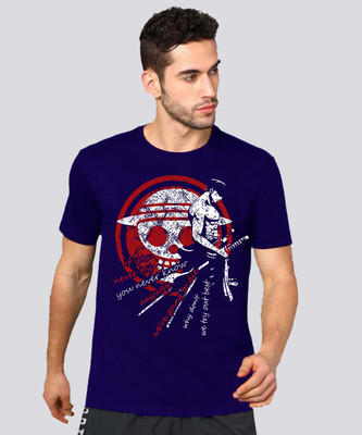 VIKCLIQUE Printed Men Round Neck Blue T-Shirt