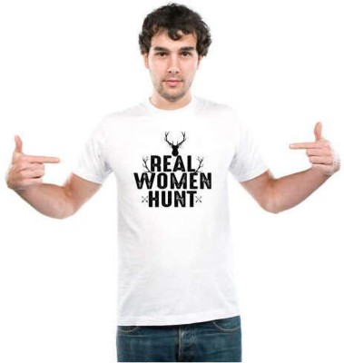 UDNAG Printed Men Round Neck White T-Shirt