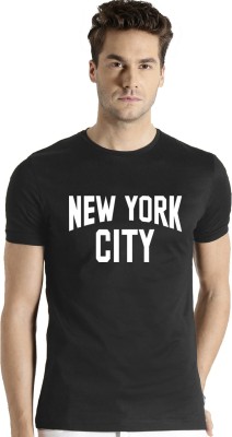 ADRO Typography Men Round Neck Black T-Shirt