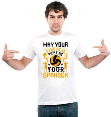 UDNAG Printed Men Round Neck White T-Shirt