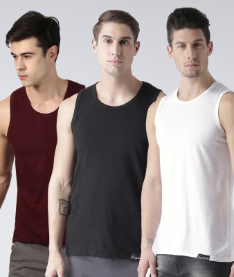 Young trendz Solid Men Round Neck White, Maroon, Black T-Shirt