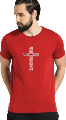 ADRO Typography Men Round Neck Red T-Shirt
