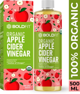BOLDFIT Organic Apple Cider Vinegar With Mother Acv For Weight Loss 100% Raw Acv (Veg) Vinegar(500 ml)