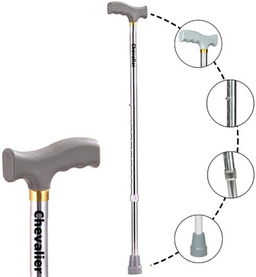CHEVALIER Adult Walking Cane Support Stick for Men/Women/Old Age People, Aluminium, Height Adjustable - Grey, CHEWSALG01 Walking Stick