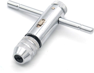 uptodateprouducts M3-M8 Adjustable T-Shaped Handle Reamer Screw Extractor Tap Wrench Holder Ratchet Inserted Reverse Direction Single Sided Rachet Wrench(Pack of 1)