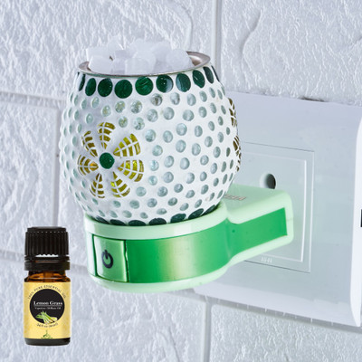 FStyler Lemon Grass Aroma Oil Diffuser Set Electric Glossy Multipurpose Ceramic Aroma Oil Diffuser/Kapoor Dani/ Camphor Burner with Switch (in-Built On/Off Button for Heating) Hand-Crafted Incense Burner for Home, Office, Temple, Positive Energy and Ambiance Vedic102 with LemonGrass Aroma Oil 10ml(1 FStyler Lemon Grass Aroma Oil Diffuser Set Electric Glossy Multipurpose Ceramic Aroma Oil Diffuser/Kapoor Dani/ Camphor Burner with Switch (in-Built On/Off Button for Heating) Hand-Crafted Incense Burner for Home, Office, Temple, Positive Energy and Ambiance Vedic102 with LemonGrass Aroma Oil 10ml(1