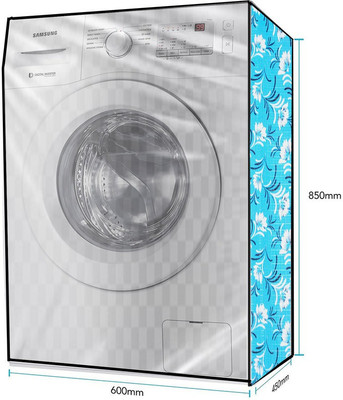 JM Homefurnishings Front Loading Washing Machine  Cover(Width: 61 cm, Turquoise Blue, White)