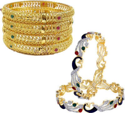 YouBella Alloy Gold-plated Bangle Set(Pack of 6)