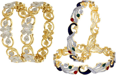 YouBella Alloy Gold-plated Bracelet Set(Pack of 4)