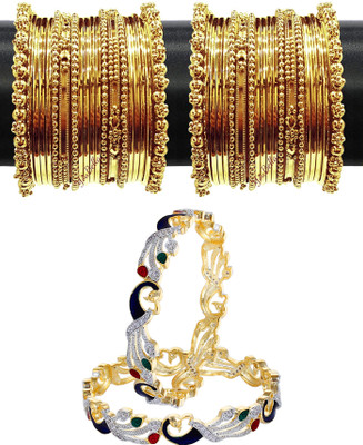 YouBella Alloy Gold-plated Bangle Set(Pack of 4)