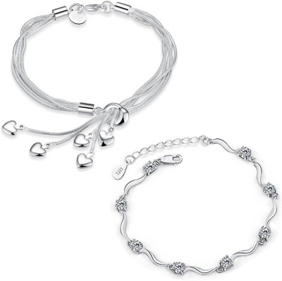 Divastri Alloy Silver Bracelet(Pack of 2)