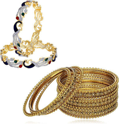 YouBella Alloy Gold-plated Bangle Set(Pack of 3)