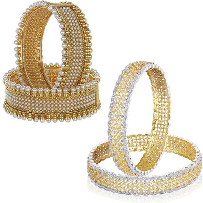 YouBella Alloy Gold-plated Bangle Set(Pack of 4)