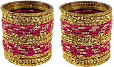 NMII Metal, Glass Beads Bangle Set(Pack of 40)
