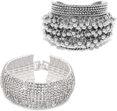 YouBella Alloy Silver Coated Bracelet Set(Pack of 2)