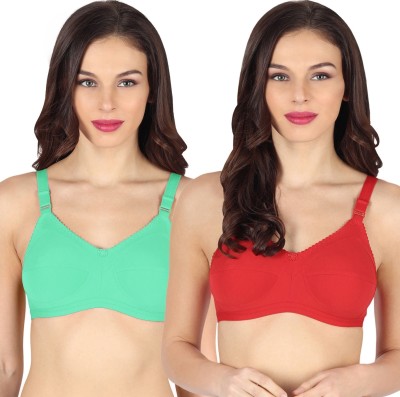 TEENY BOPPER Classic Support Women T-Shirt Non Padded Bra(Green, Red)