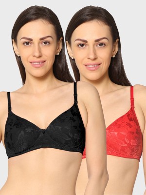 KAVYA Women T-Shirt Heavily Padded Bra(Black, Red)