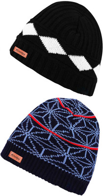 Knotyy Solid Beanie Cap(Pack of 2)