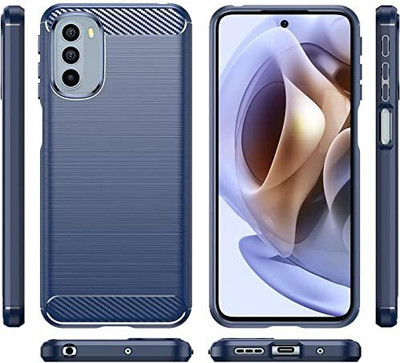 COVERLINE Back Cover for Motorola Moto G31 Brushed Texture Back Cover(Blue, Shock Proof, Silicon, Pack of: 1)