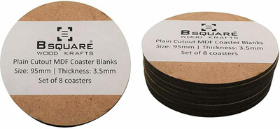 Bsquare Round Reversible Medium Density Fibreboard Coaster(Pack of 8)