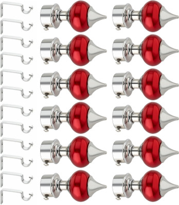 Ghazian Red Curtain Knobs, Rod Rail Bracket Metal(Pack of 12)