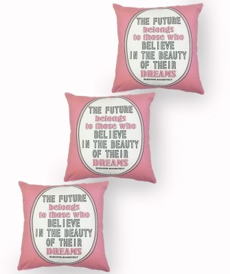 Shri Pratap Text Print Cushions Cover(Pack of 3, 40 cm*40 cm, Pink)
