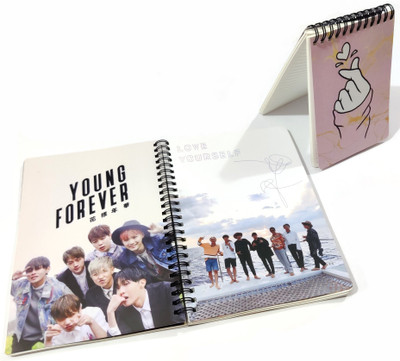 Goku Ki Dukan BTS Diary, Notepad, 30 Stickers Combo A5 Diary Ruled 120 Pages(SKY)