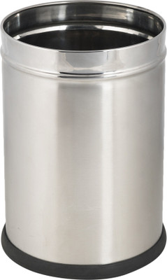 SubtleLiving Stainless Steel Solid Round Trash Can Garbage Bin Silver Use for Home & Office Stainless Steel Dustbin(Silver)