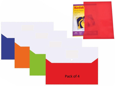 SHINING ZON Double Pocket Button Folder Double Pocket Button Folder(Set Of 4, Multicolor)