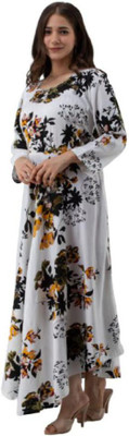 Tejal Textile Flared/A-line Gown(White)