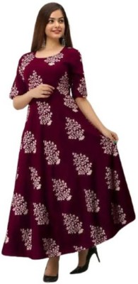 Kapil Fashion Flared/A-line Gown(Maroon)