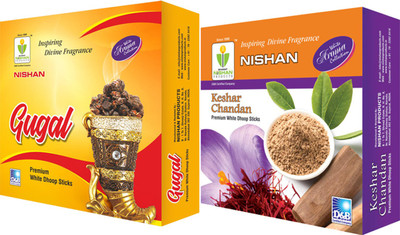 Nishan Gugal and Keshar Chandan 200 Gram,Dhup Sticks Dhoop Incense bati/Agarbatti Gugal, Keshar Chandan(200 g, Set of 2)