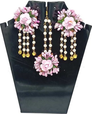 Ratson Fabric Pink, Gold, White Jewellery Set(Pack of 1)