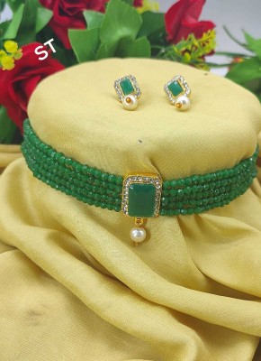 padmawati Alloy Gold-plated Green Jewellery Set(Pack of 1)