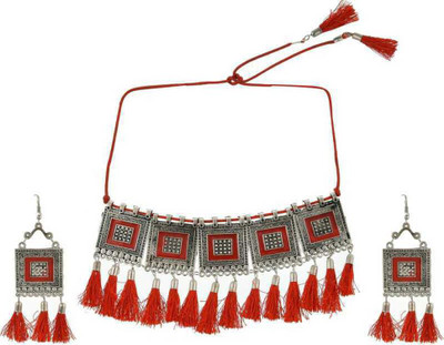 World Wide Villa Oxidised Silver Multicolor Jewellery Set(Pack of 1)