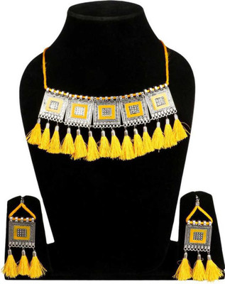 World Wide Villa Oxidised Silver Multicolor Jewellery Set(Pack of 1)