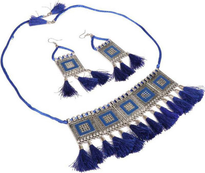 World Wide Villa Oxidised Silver Multicolor Jewellery Set(Pack of 1)