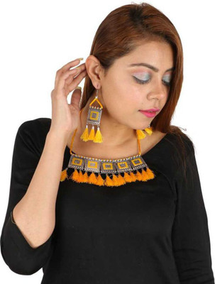 World Wide Villa Oxidised Silver Multicolor Jewellery Set(Pack of 1)