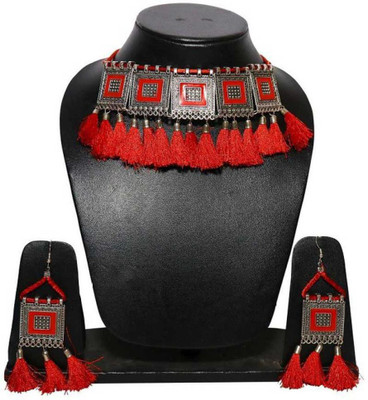 World Wide Villa Oxidised Silver Multicolor Jewellery Set(Pack of 1)