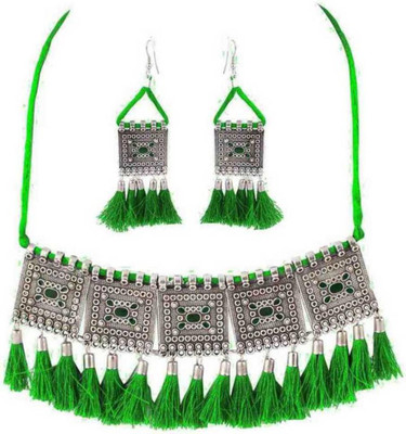 World Wide Villa Oxidised Silver Multicolor Jewellery Set(Pack of 1)