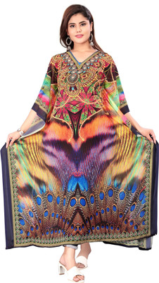 SAITELECOM93 Printed Georgette Women Kaftan