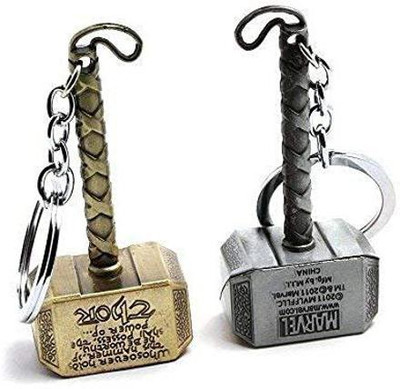gtrp THOR Hammer (Mjollnir) - Golden & Grey - Combo - Pack of 2 Key Chain Key Chain
