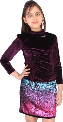 Cutecumber Girls Casual Top Skirt(Purple)