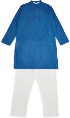 Indus Route by Pantaloons Boys Festive & Party Kurta and Pyjama Set(Blue Pack of 1)