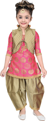 Hariyal Creation Girls Festive & Party Kurta and Patiala Set(Pink Pack of 1)