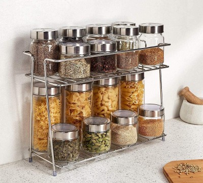 VGMALL 2 Layer Corner Stand Kitchen1 Piece Spice Set Stainless Steel Wall Shelf(Number of Shelves - 2)