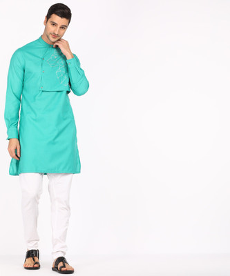 The Indian Garage Co. Men Printed Straight Kurta(Green)