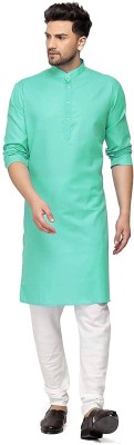 tejvin Men Solid Straight Kurta(Light Green)