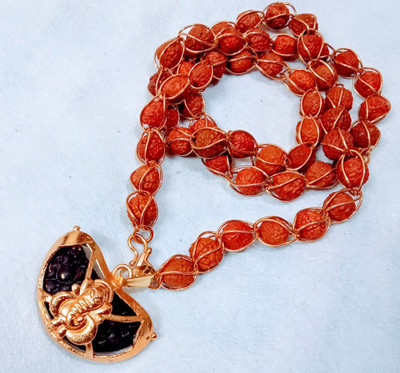 Vegga Rudraksha mala with ganesh pendant Wood Chain