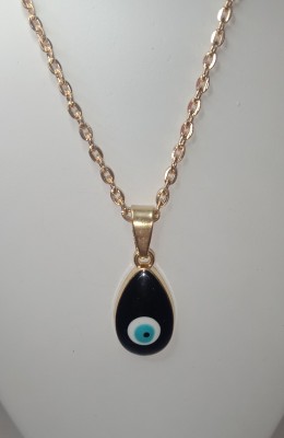 SUKAI JEWELS Evil Eye Drop Shaped Pendant with Chain for Women and Girls Gold-plated Brass Pendant